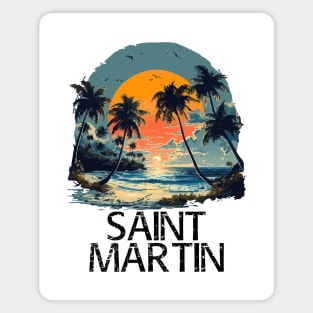 Saint Martin Sunset (with Black Lettering) Magnet